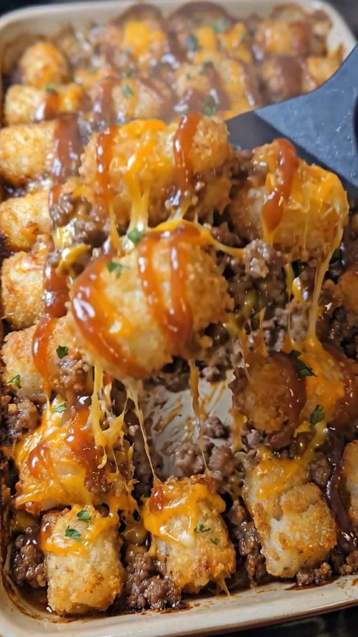 Cheesy Tater Tot Meatloaf Casserole