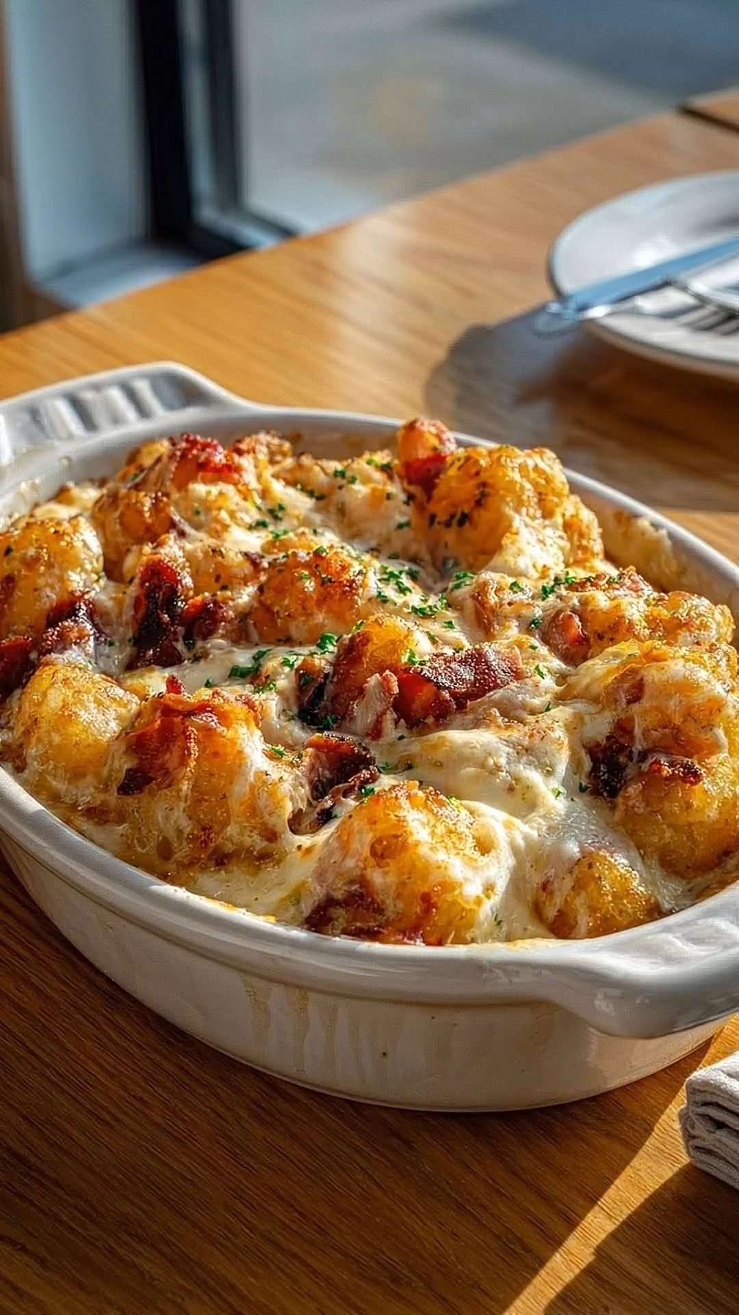 cheesy bacon ranch chicken tater tot bake