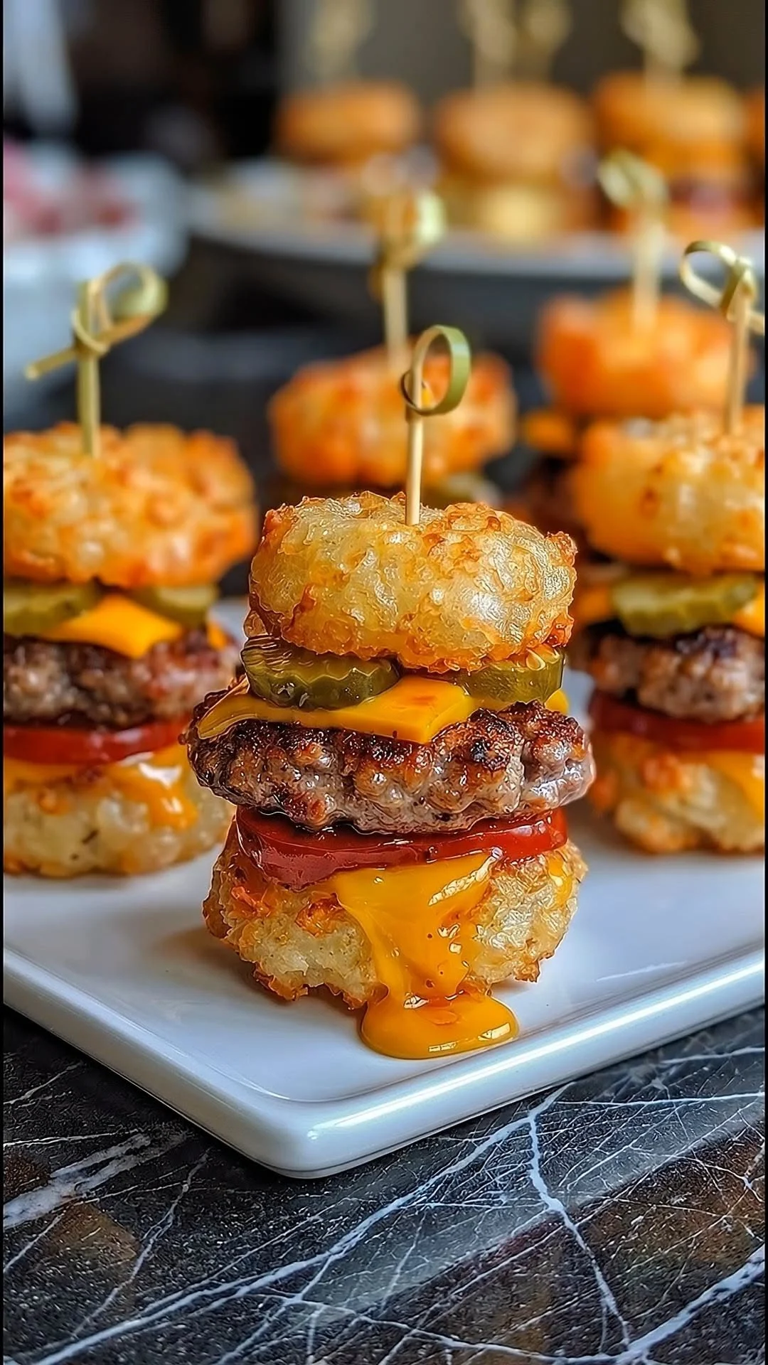 tiny cheeseburger tater tot bites